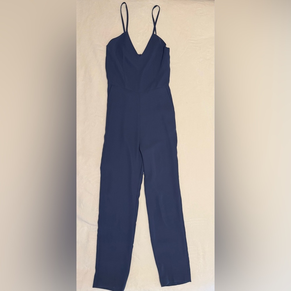 REISS Classic Minimalist Bonnie Periwinkle Blue jumpsuit with pockets. Size 2.
